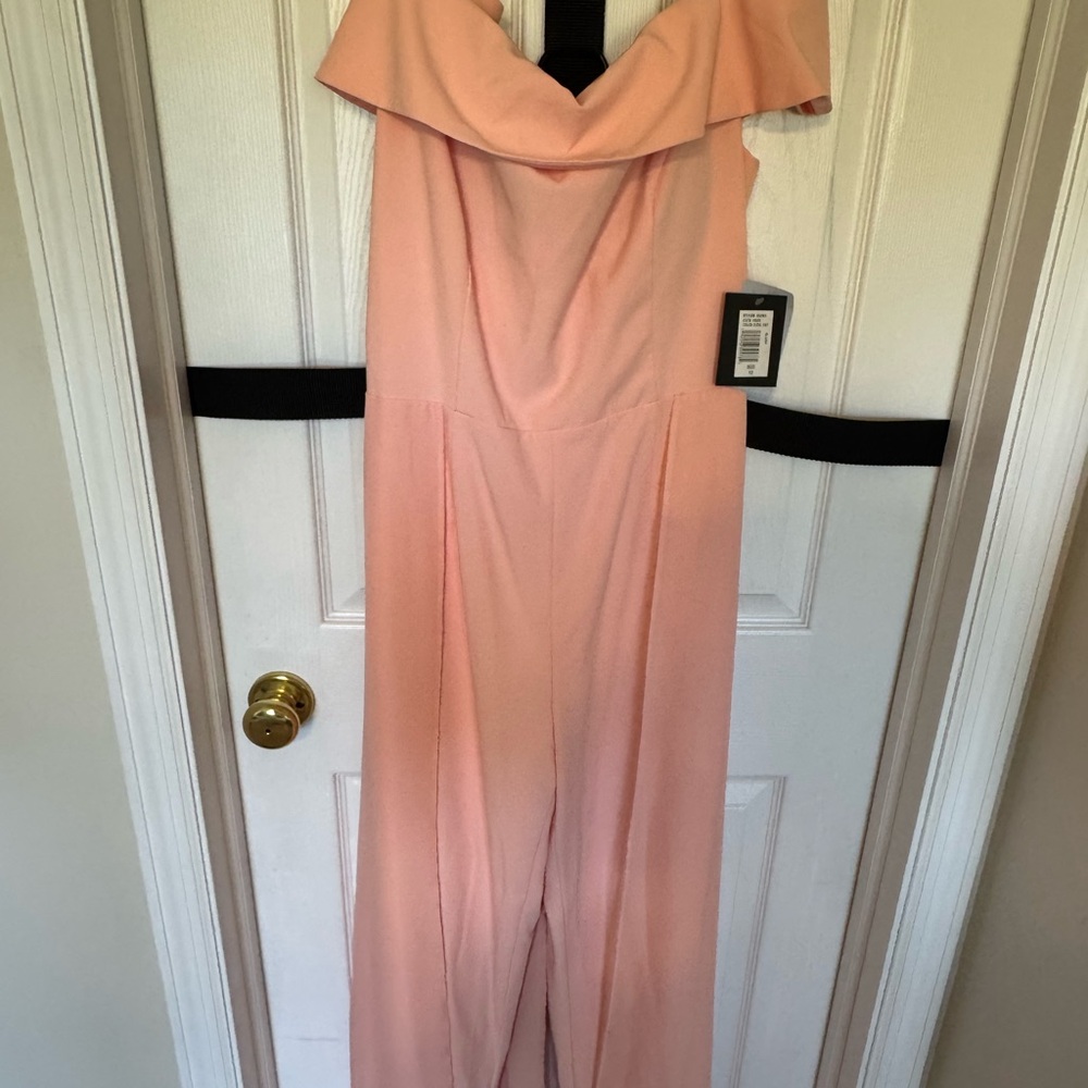 Elegant Pink/Coral Off-Shoulder Jumpsuit